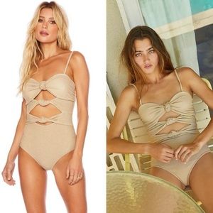 Beach Riot Gold Glitter Knotted Karla One Piece Swimsuit. Size: Small, NWT